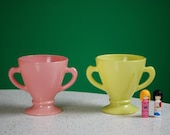 Vintage Set of Two Anchor Hocking Colored Milk Glass Sugar Bowls