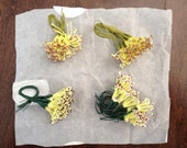 Vintage Yellow Mauve Flower Stamens, millinery pips