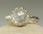 Sterling Silver Ice Crystal Quartz Ring, Faceted Gemstone, Clear Natual Stone, Made to order