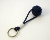 Navy Blue Traditional Monkey Fist Key Chain with Split Ring