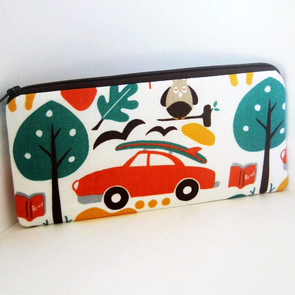Surf Car Long Zippered Pencil Pouch