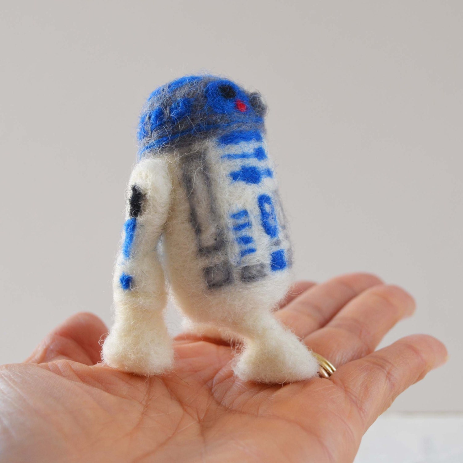 R2D2 needle felted Star Wars fiber figure sculpture