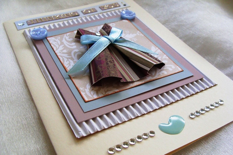 Gift Card  Friendship Card Origami Dress Blank Card  Paper Dress Thinking of you Handmade Card Mothers Day Card
