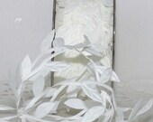 May Arts Ribbon Leaves - White by the yard