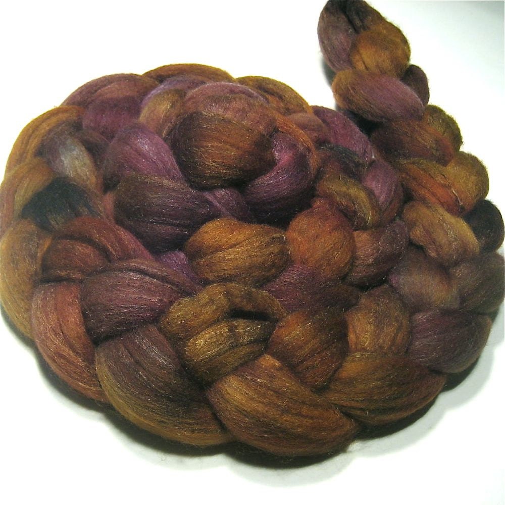 Merino & tussah silk roving hand dyed 4.6 oz Antique Rose - spinning and felting fiber