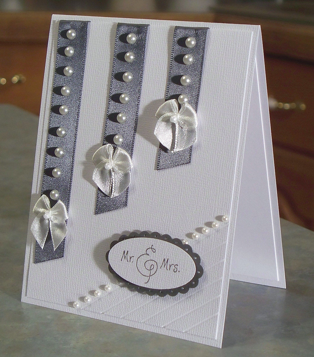 Handmade Wedding Congratulations Card with Mr. & Mrs. Phrase