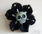 hairpin - Fleur Du Mal - crochet, handmade, handmade skull, gothic, neovictorian, dark, mourning, rockabilly, gothabilly