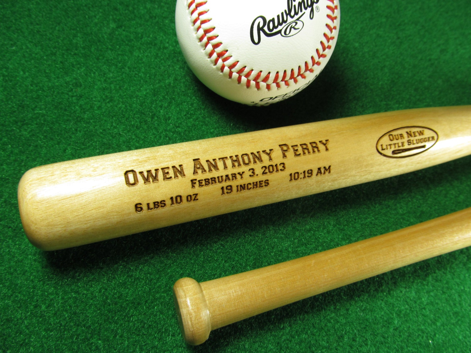 Personalized Engraved Baby Announcement Mini Baseball Bat Keepsake Gift