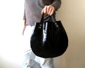 Little basket hand bag - Glossy  black