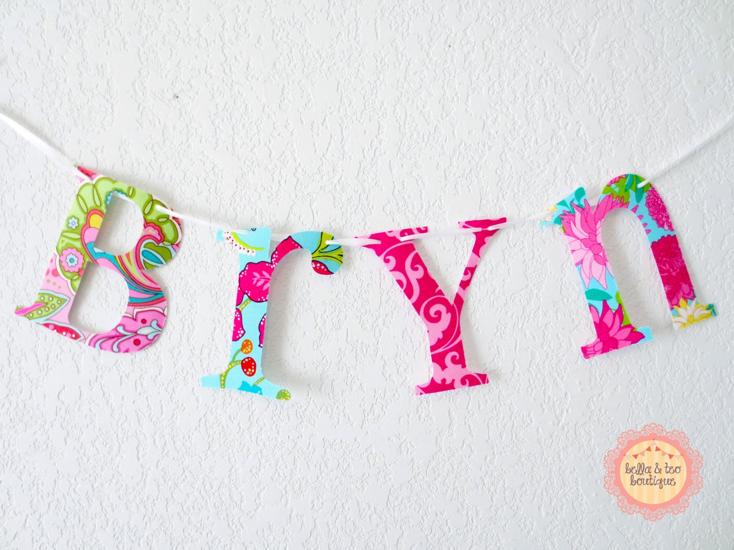 Fabric Name BANNER - Name garland- Name Decor- Name Banner - All Mixed Up style shown