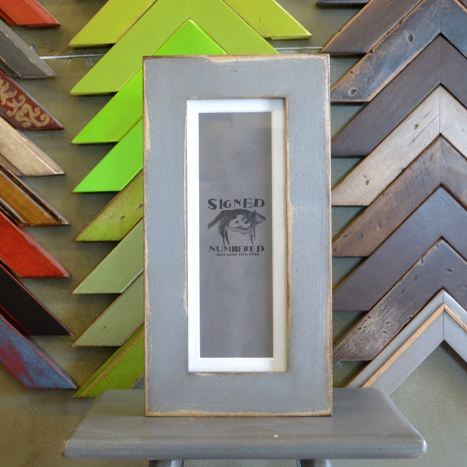 4x10 Picture Frame for Photo Booth Strip in 1.5-inch Standard Style with Super Vintage Grey Finish - SAME DAY SHIPPING