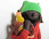Plush boyfriend doll in sweater with hat and stuffed dog