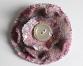 PINK BROOCH  - recycled brooch - mauve brooch - batik brooch - flower brooch - flower pin