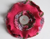 HOT PINK BROOCH  - flower brooch - recycled brooch - pink brooch - flower pin
