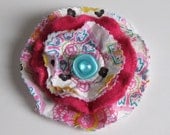 PINK BROOCH  - flower brooch - recycled brooch - flower pin - Lynn Minney Designs