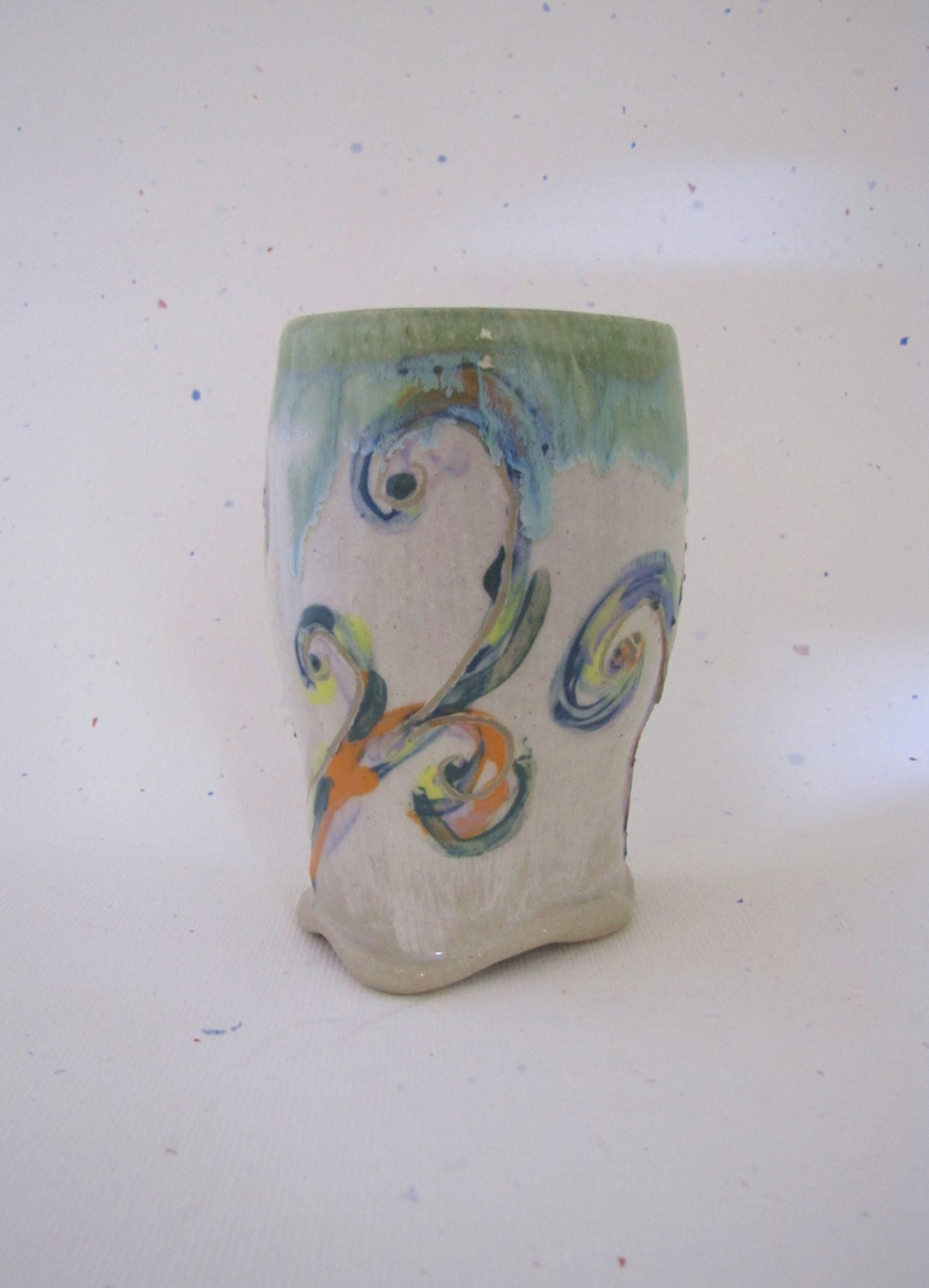 Tumbler in Lollipop Swirl Flower Stoneware Muddy Paws Pottery
