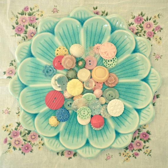 Buttons - Button art, vintage style photo, floral art, sewing room decor, little girls room, colourful art 8x8 Print