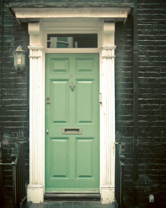 The Green Door - City photography, England, architecture photo, building, door photography, brighton 8x10 Print