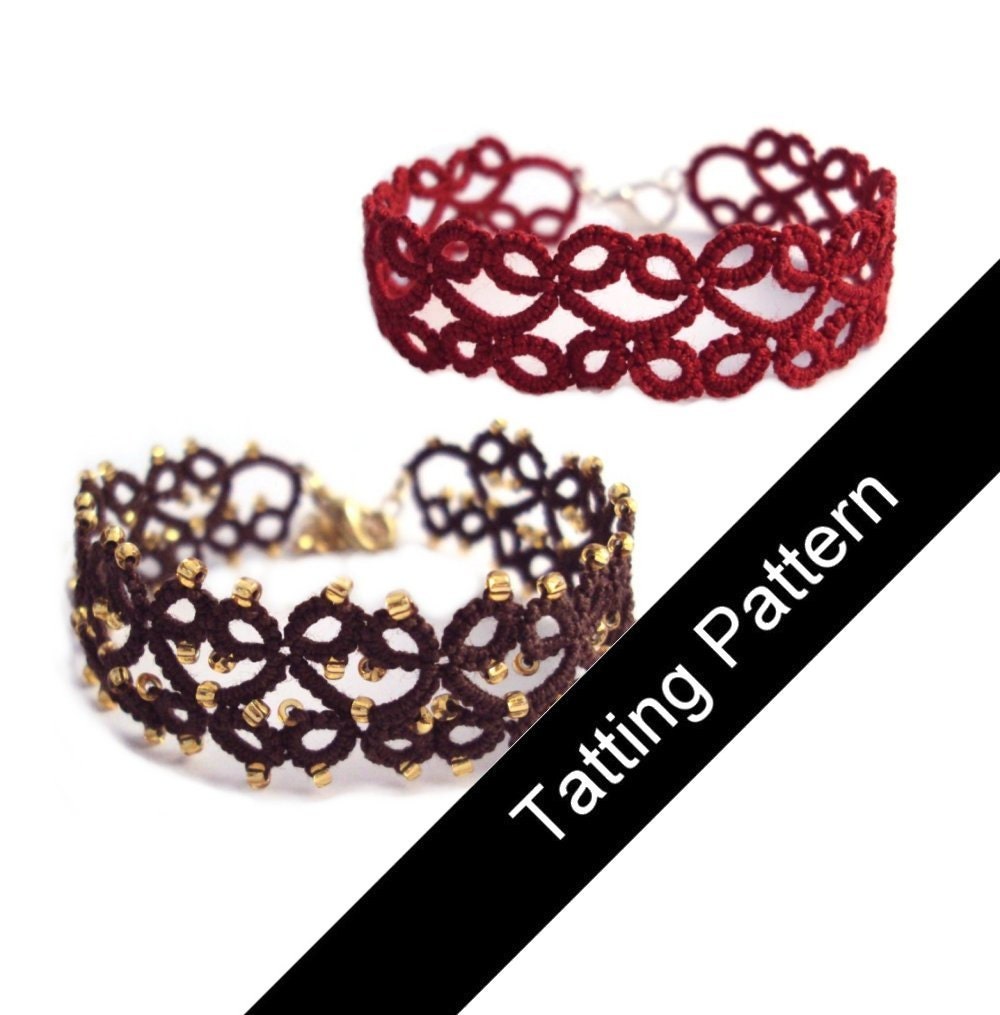 PDF Tatting Pattern 'Lillian' Bracelet, With and Without Beads - Intermediate
