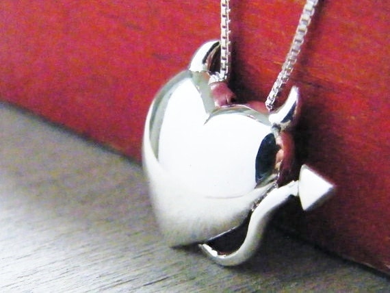 devil heart necklace sterling silver pendant