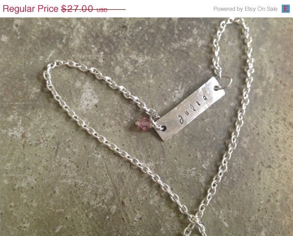 ON SALE hand stamped name bracelet with birthstone