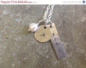 ON SALE Graduation  necklace with initial charm and pearl