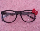 hello kitty black  glasses with clear lenses. rhinestone fashion cute girls. Sale