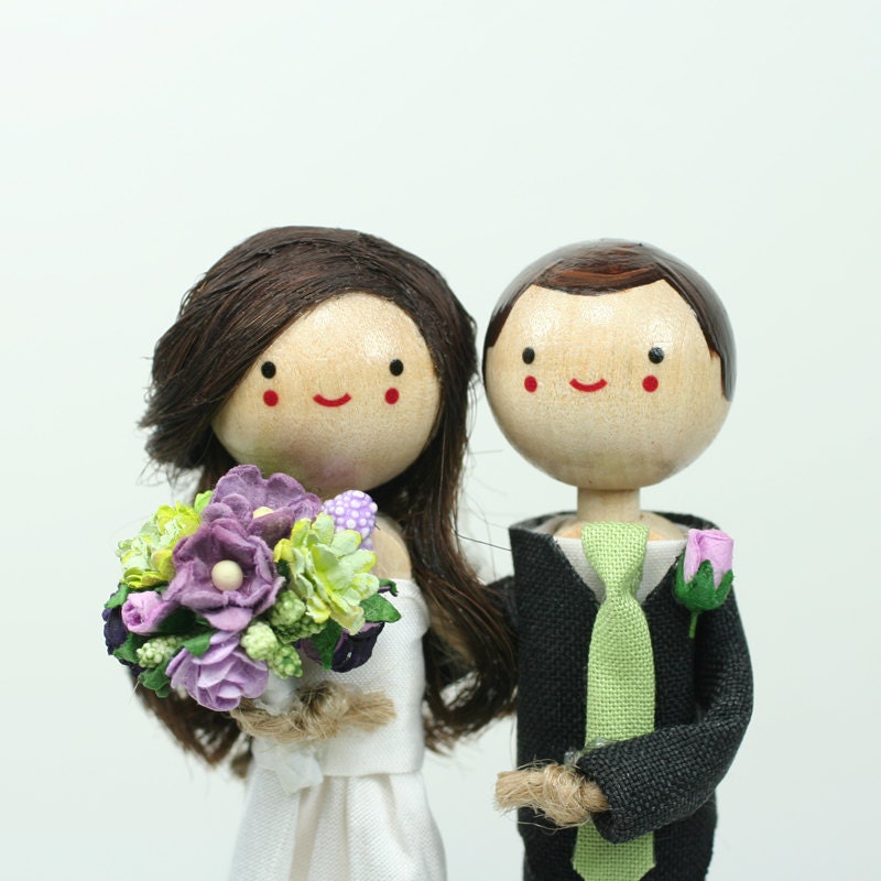 Custom Wedding Cake Topper with 1x DIMENSIONAL HAIR and 1x CUSTOM Clothing