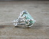 SAMPLE SALE - Reef ring Silver Plated and Amazonite - One of a kind