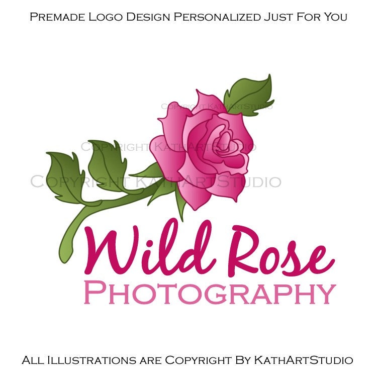 Premade Business Logo Design Whimsical Rose Logo Graphics 81 Wild Rose