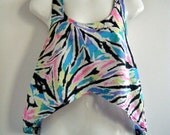 80s ASYMMETRICAL NEON blouse / batik tie dye top JIMMYZ label / short front long back  top, size s - m