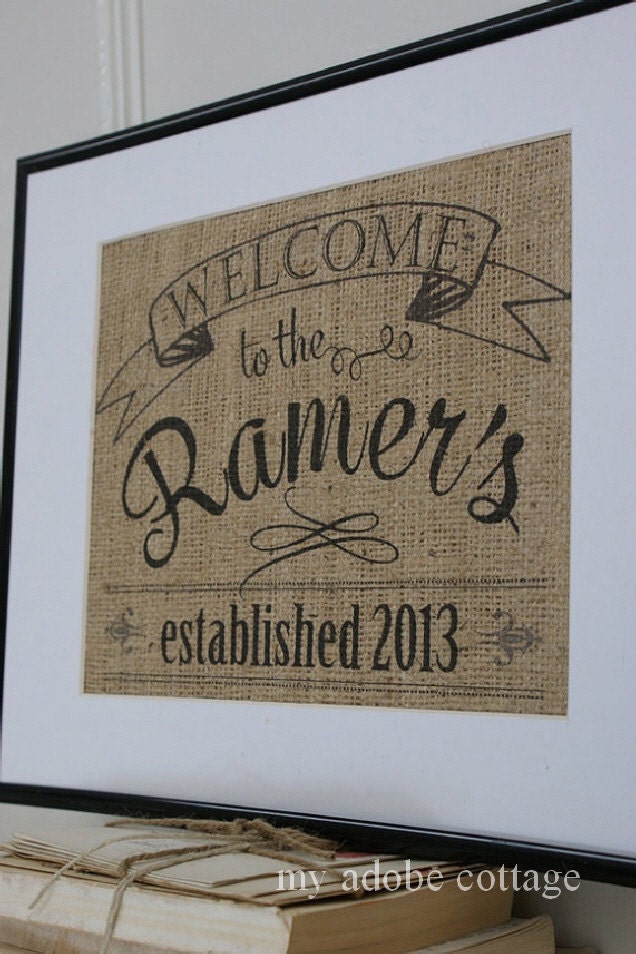 Burlap Housewarming & Welcome Home Artwork