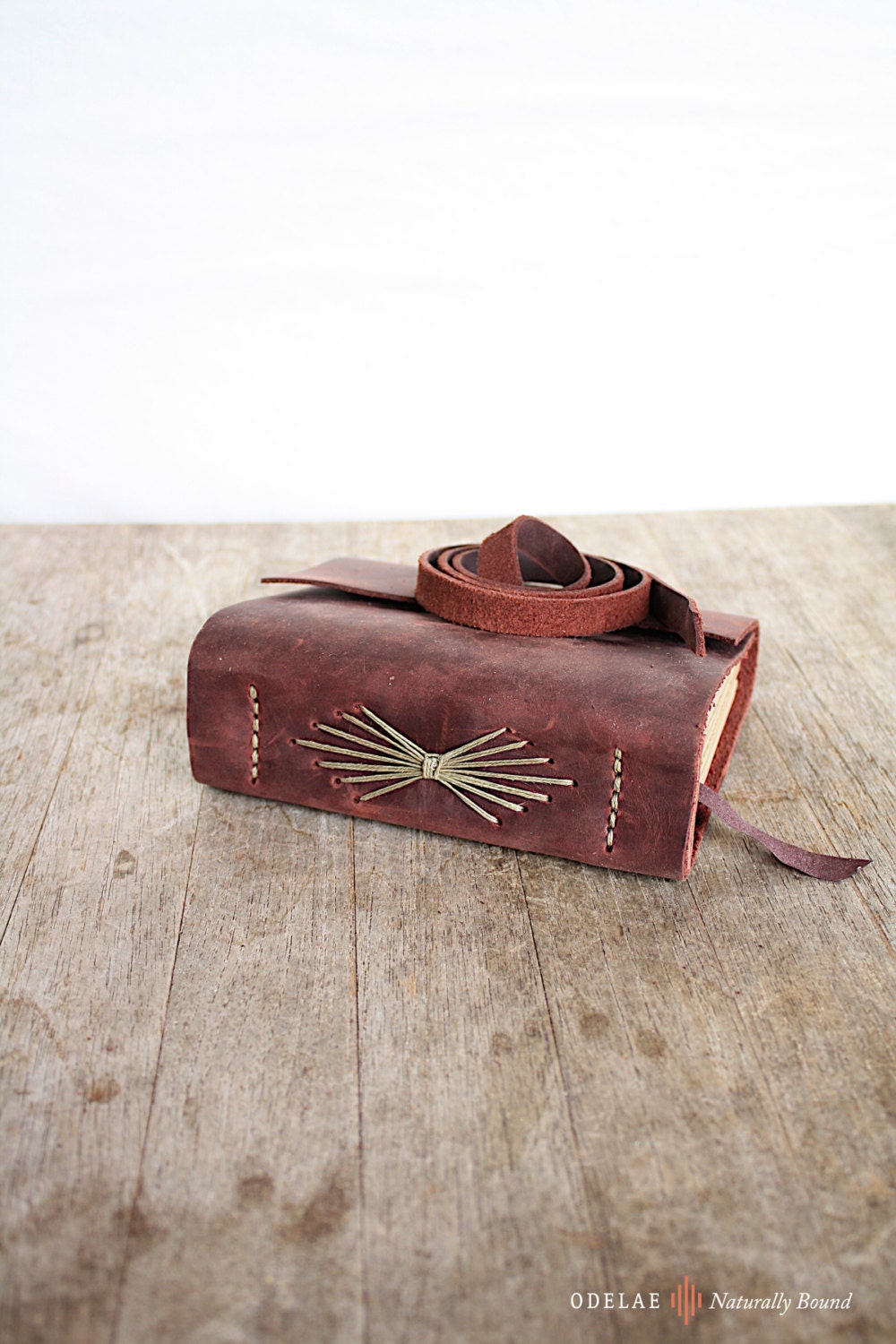 Old World Rose - Handstitched Natural Leather Journal