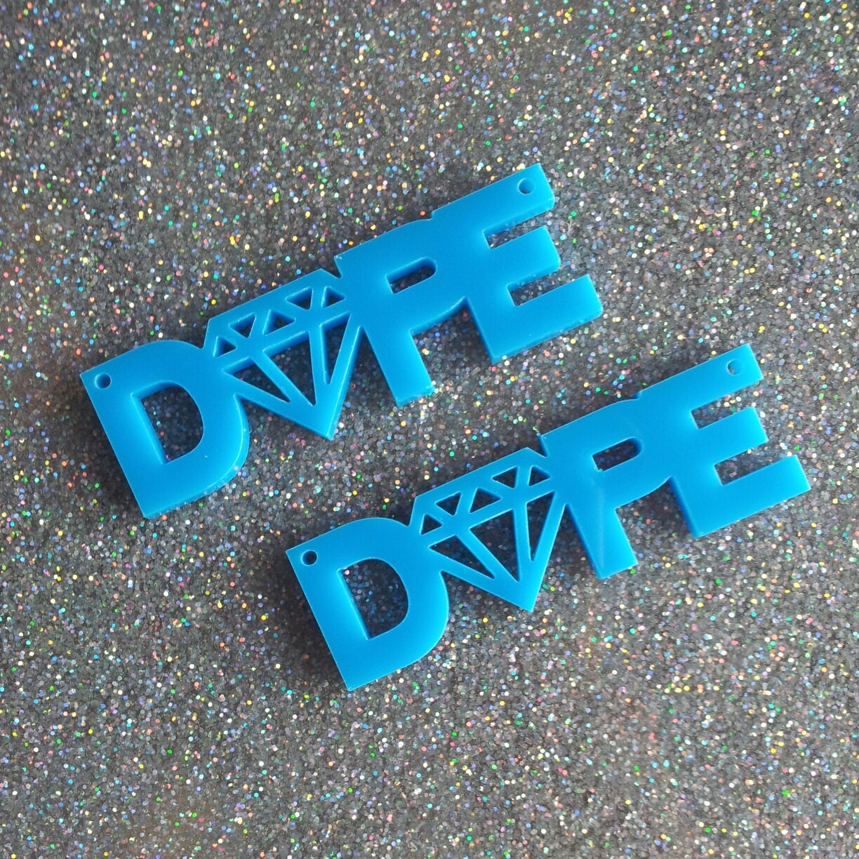 2 x Laser cut acrylic Dope pendants