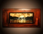 Abstract Painting, Original Modern Abstract landscape Painting, Lake Sunset  Contemporary Fine Art by Henry Parsinia large 48x24