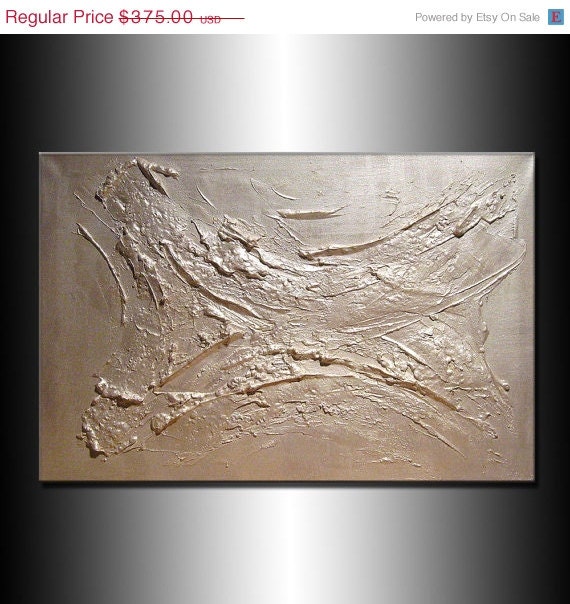 Original Textured  Abstract Painting Metallic Thick Texture Gallery Canvas Contemporary Fine Art By Henry Parsinia 36x24