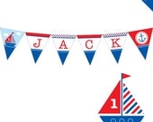 Nautical party - Personalized DIY printable pennant banner