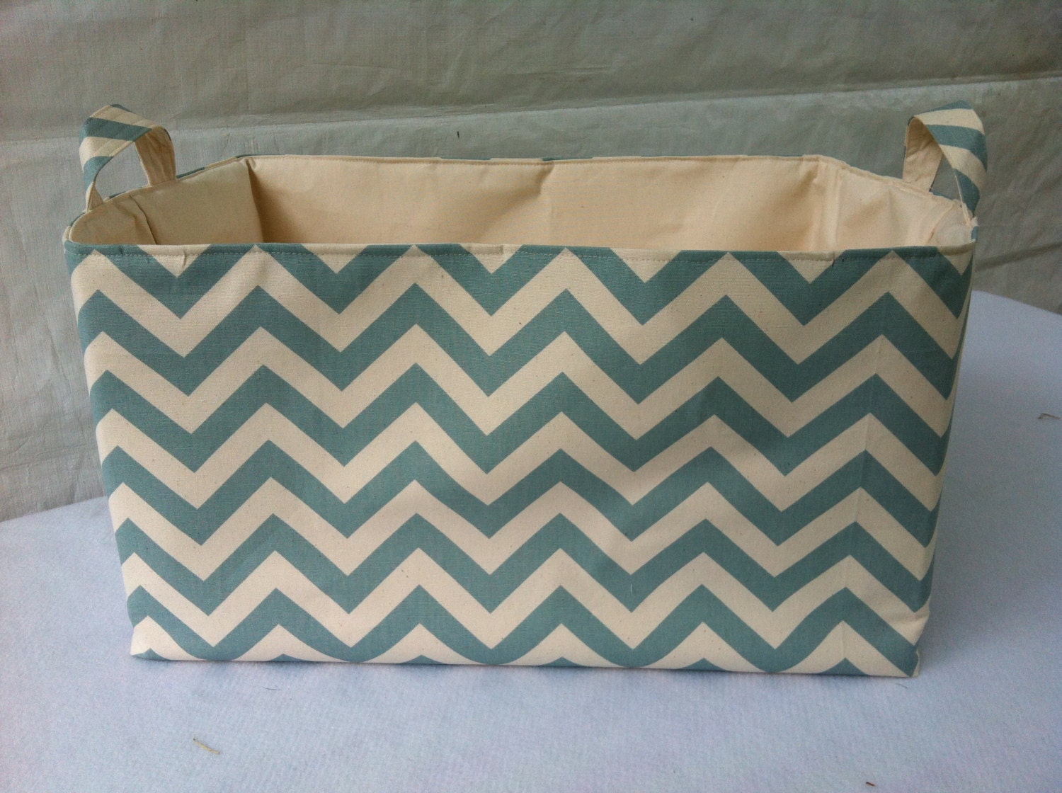 Storage Basket Laundry Toy Bin Container Organizer Chevron print - 22" x 14" x 12"