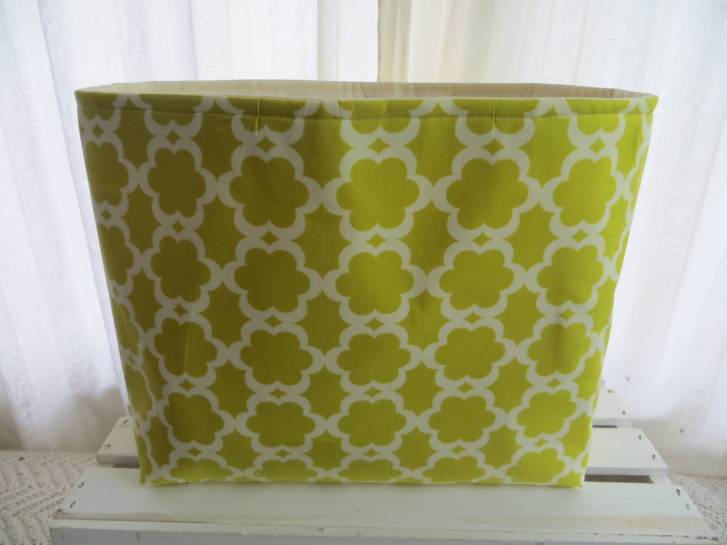 SALE Fabric office file Organizer Storage Container 13 x 7 x 11 Moss Tarika Fabric only