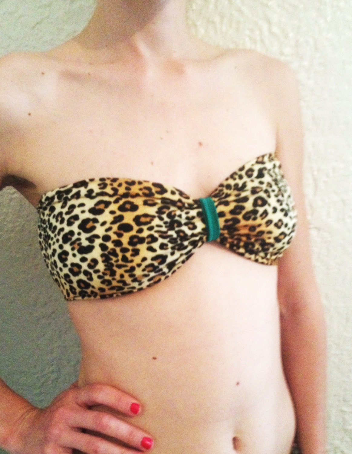 Leopard Print Bandeau Bathing Top