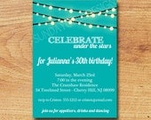 Birthday Party Invitation-Digital Custom Card-Under the Stars