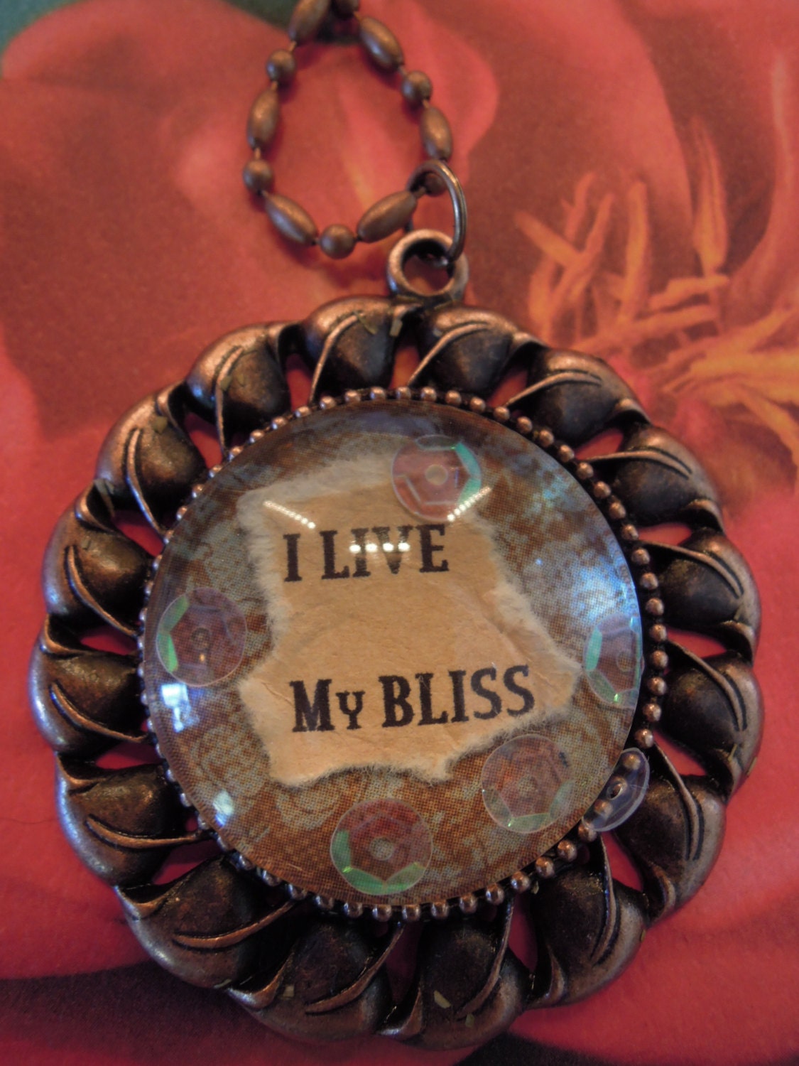 I LIVE My BLISS, Pendant necklace, Copper, Bronze, or Silver, Zen gypsy Jewelry