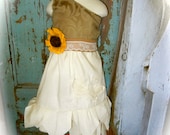 Sunflower SunRise One Shoulder ShaBby Chic Inspired ONE OF A KIND Weddings / Flower Girl / Portraits / More...