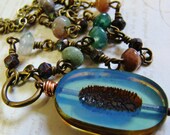 My Blue Valentine.  Czech Glass Picasso Bead Necklace.