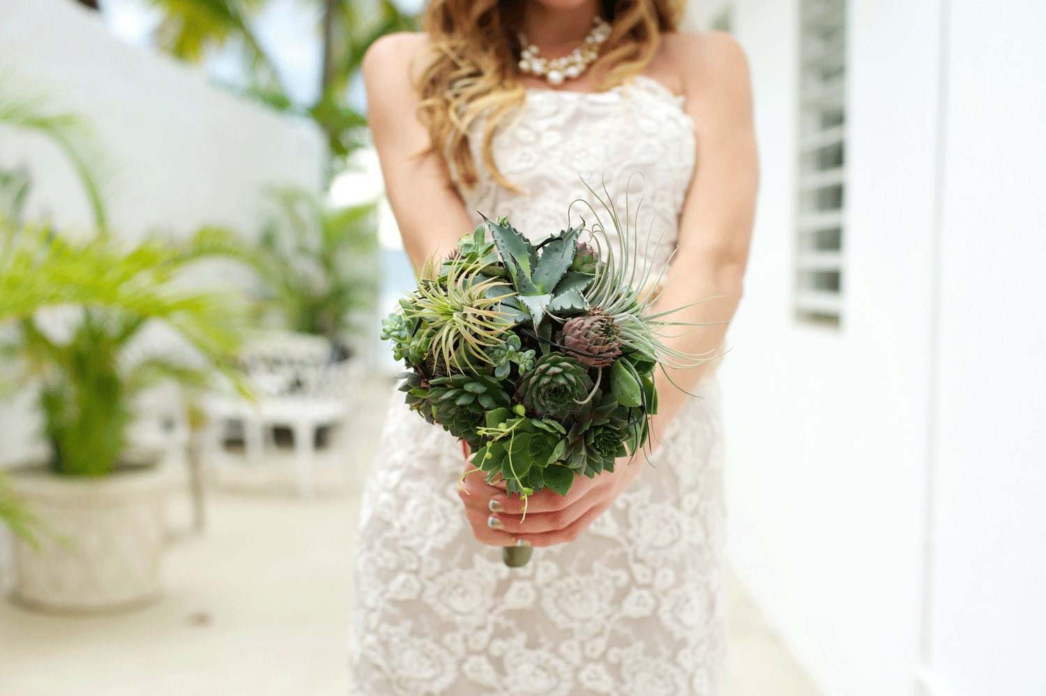 Bridal bouquet. succulents, air plants, agave - bohemianbouquets