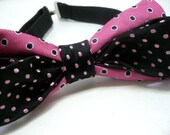 Mens Bow Tie recycled Bow Tie Recycled menswear black pink polkadots