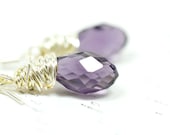 Deep Purple Crystal Earrings on Sterling Silver, Amethyst Swarovski Crystal Drops