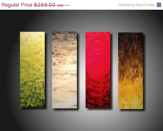 ART PAINTING SALE Original Abstract Contemporary Fine Art Abstract Custom Textured modern 4  Piece Painting 24 Inches X 32 Inches -----Stan