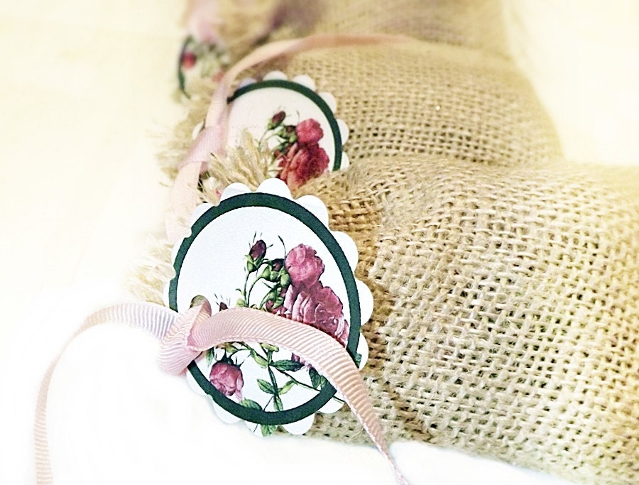Burlap Bag Favors Seed Bomb Balls or Eggs Forget-me-not Flower Garden, 5 sets Eco Natural Wedding Favors