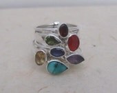 stackable muti rings Garnet,peridot,carnelian,sapphire,Amethyst,Citrine,Turquoise sterling silver ring Kaiyama Jewellery